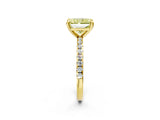 Yellow gold Fancy Yellow Radiant Cut Diamond Brilliant Solitaire Ring with Pavé Band and Four-Prong Setting_14