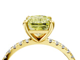 Yellow gold Fancy Yellow Radiant Cut Diamond Brilliant Solitaire Ring with Pavé Band and Four-Prong Setting_16