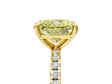 Yellow gold Fancy Yellow Radiant Cut Diamond Brilliant Solitaire Ring with Pavé Band and Four-Prong Setting_17