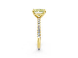 Yellow gold Fancy Yellow Radiant Cut Diamond Brilliant Solitaire Ring with Pavé Band and Four-Prong Setting_2