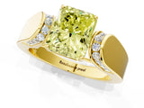 Yellow gold Fancy Yellow Radiant Cut Diamond Channel Set Solitaire Ring with Four-Prong Setting_13