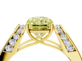 Yellow gold Fancy Yellow Radiant Cut Diamond Channel Set Solitaire Ring with Four-Prong Setting_16