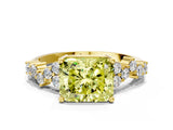 Yellow gold Fancy Yellow Radiant Cut Diamond Cluster Pavé Band with Four-Prong Setting_3