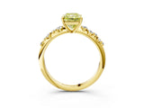 Yellow gold Fancy Yellow Radiant Cut Diamond Cluster Side Stone Solitaire Ring with Prong Setting_56