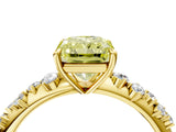Yellow gold Fancy Yellow Radiant Cut Diamond Cluster Side Stone Solitaire Ring with Prong Setting_57
