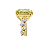 Yellow gold Fancy Yellow Radiant Cut Diamond Cluster Side Stone Solitaire Ring with Prong Setting_58