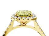 Yellow gold Fancy Yellow Radiant Cut Diamond Cushion Halo Ring with Pavé Band_4