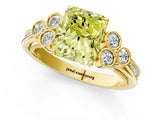 Yellow gold Fancy Yellow Radiant  Cut Diamond Engagement Ring with Bezel Set Round Side Stones and Prong Setting_50