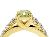 Yellow gold Fancy Yellow Radiant  Cut Diamond Engagement Ring with Pavé Band and Four-Prong Setting_7