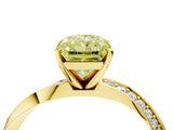 Yellow gold Fancy Yellow Radiant Cut Diamond Engagement Ring with Side Stone Accents and Four-Prong Setting_16
