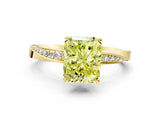 Yellow gold Fancy Yellow Radiant Cut Diamond Engagement Ring with Side Stone Accents and Four-Prong Setting_72