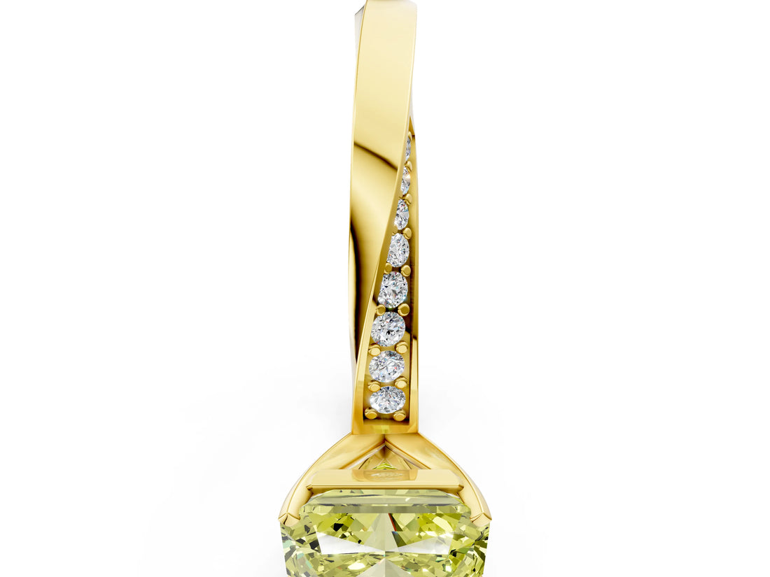 Yellow gold Fancy Yellow Radiant Cut Diamond Engagement Ring with Side Stone Accents and Four-Prong Setting_84