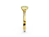 Yellow gold Fancy Yellow Radiant Cut Diamond Engagement Ring with Side Stone Accents and Four-Prong Setting_86