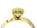 Yellow gold Fancy Yellow Radiant Cut Diamond Engagement Ring with Side Stone Accents and Four-Prong Setting_88