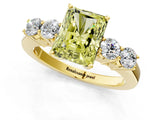 Yellow gold Fancy Yellow Radiant  Cut Diamond Five-Stone Prong Set White Gold Ring_33