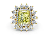 Yellow gold Fancy Yellow Radiant Cut Diamond Floral Double Halo Engagement Ring with Prong Setting_24