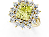 Yellow gold Fancy Yellow Radiant Cut Diamond Floral Double Halo Engagement Ring with Prong Setting_25