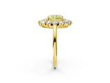 Yellow gold Fancy Yellow Radiant Cut Diamond Floral Double Halo Engagement Ring with Prong Setting_26