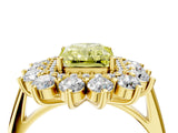 Yellow gold Fancy Yellow Radiant Cut Diamond Floral Double Halo Engagement Ring with Prong Setting_28