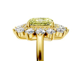 Yellow gold Fancy Yellow Radiant Cut Diamond Floral Double Halo Engagement Ring with Prong Setting_29