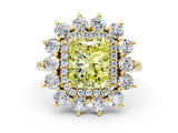 Yellow gold Fancy Yellow Radiant Cut Diamond Floral Double Halo Engagement Ring with Prong Setting_60