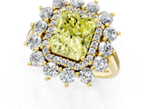 Yellow gold Fancy Yellow Radiant Cut Diamond Floral Double Halo Engagement Ring with Prong Setting_61