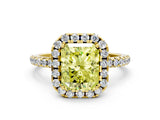 Yellow gold Fancy Yellow Radiant  Cut Diamond Floral Halo Engagement Ring with Pavé Band and Prong Setting_37