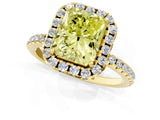 Yellow gold Fancy Yellow Radiant  Cut Diamond Floral Halo Engagement Ring with Pavé Band and Prong Setting_38