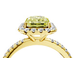 Yellow gold Fancy Yellow Radiant  Cut Diamond Floral Halo Engagement Ring with Pavé Band and Prong Setting_41