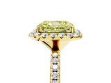 Yellow gold Fancy Yellow Radiant  Cut Diamond Floral Halo Engagement Ring with Pavé Band and Prong Setting_42
