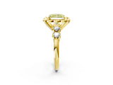 Yellow gold Fancy Yellow Radiant  Cut Diamond Floral Halo Engagement Ring with Shared Prong Setting 2