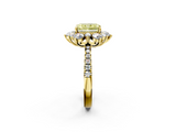 Yellow gold Fancy Yellow Radiant  Cut Diamond Floral Halo Pave Band with Prong Setting_38