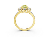 Yellow gold Fancy Yellow Radiant  Cut Diamond Floral Halo Pave Band with Prong Setting_39