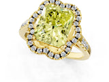 Yellow gold Fancy Yellow Radiant Cut Diamond Floral Halo Split Shank Prong Setting Ring_1