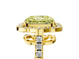 Yellow gold Fancy Yellow Radiant Cut Diamond Floral Halo Split Shank Prong Setting Ring_5