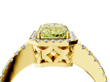 Yellow gold Fancy Yellow Radiant Cut Diamond Halo Engagement Ring with Pavé Band and Prong Setting_31