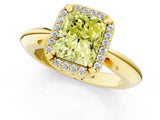 Yellow gold Fancy Yellow Radiant  Cut Diamond Halo Engagement Ring with Split Shank and Four-Prong Setting_91