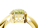 Yellow gold Fancy Yellow Radiant  Cut Diamond Halo Engagement Ring with Split Shank and Four-Prong Setting_94