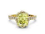 Yellow gold Fancy Yellow Radiant Cut Diamond Halo Pave Band with Four-Prong Setting_3