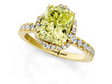 Yellow gold Fancy Yellow Radiant Cut Diamond Halo Pave Band with Four-Prong Setting_4