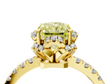 Yellow gold Fancy Yellow Radiant Cut Diamond Halo Pave Band with Four-Prong Setting_7