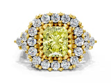 Yellow gold Fancy Yellow Radiant Cut Diamond Halo Ring with Pavé Band and Four-Prong Setting_41