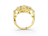 Yellow gold Fancy Yellow Radiant Cut Diamond Halo Ring with Pavé Band and Four-Prong Setting_44