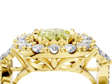 Yellow gold Fancy Yellow Radiant Cut Diamond Halo Ring with Pavé Band and Four-Prong Setting_45