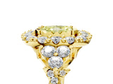 Yellow gold Fancy Yellow Radiant Cut Diamond Halo Ring with Pavé Band and Four-Prong Setting_46