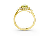 Yellow gold Fancy Yellow Radiant Cut Diamond Halo Ring with Pear Side Stones and Prong Setting_54