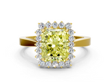 Yellow gold Fancy Yellow Radiant  Cut Diamond Halo Ring with Round Brilliant Halo and Solitaire Band_87