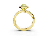Yellow gold Fancy Yellow Radiant Cut Diamond Halo Ring with Round Split Shank and Prong Setting_40