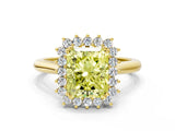 Yellow gold Fancy Yellow Radiant  Cut Diamond Halo Ring with Solitaire Band and Prong Setting_54