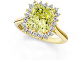 Yellow gold Fancy Yellow Radiant  Cut Diamond Halo Ring with Solitaire Band and Prong Setting_55